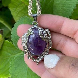 Jade Buddha amethyst pendant Necklace